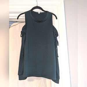 Xhilaration Forrest Green long sleeve cold shoulder top size medium
